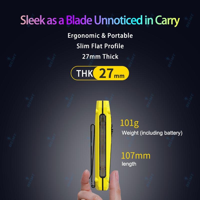 Slim EDC Flashlight Dual Direction Metal Clip Magnetic Body Three Light Modes RGB Laser Pointer 7 Color Changing Function Gift