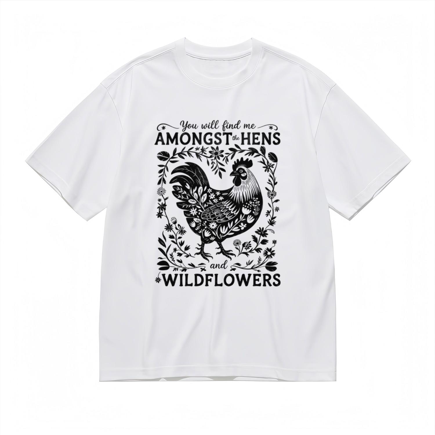 Men s Trend Artistic Breathable Classic T-Shirt Mens Womens Tees Top Floral Border Rooster Tee 4XL