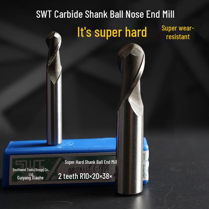 High-Speed Steel Ball Nose End Mill with 2 Flutes, R0.5 To R6 Keyway Cutter