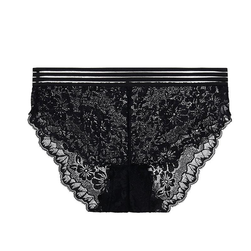 European & American Mid-Waist Seamless Lace Thong - Breathable, Elastic, Sexy Women s Underwear.