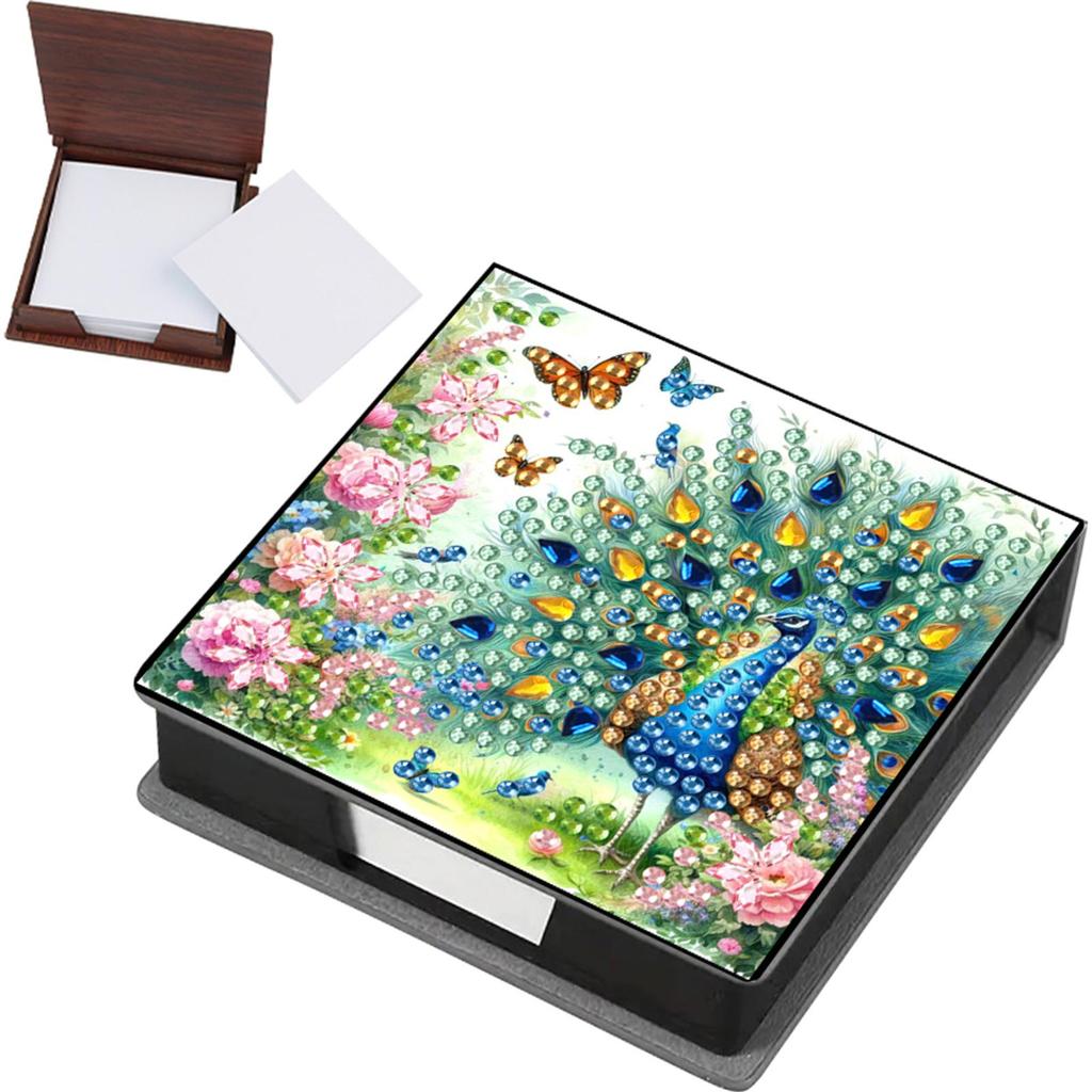Cardboard DIY Crystal Art Sticky Notes Holder W/ 160 Sheets Crystal Art Note Box for Office Accessories Desk Office Workplace