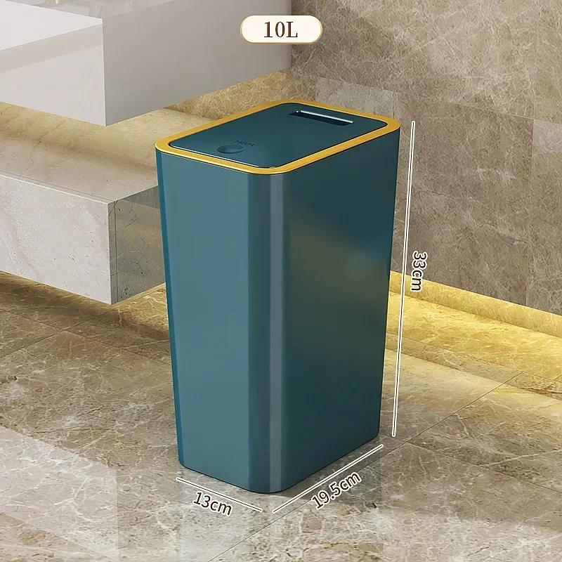 Odor Proof Trash Can with One-Touch Modern Design Durable Plastic Bathroom Kitchen Bin Space Saving Leakproof