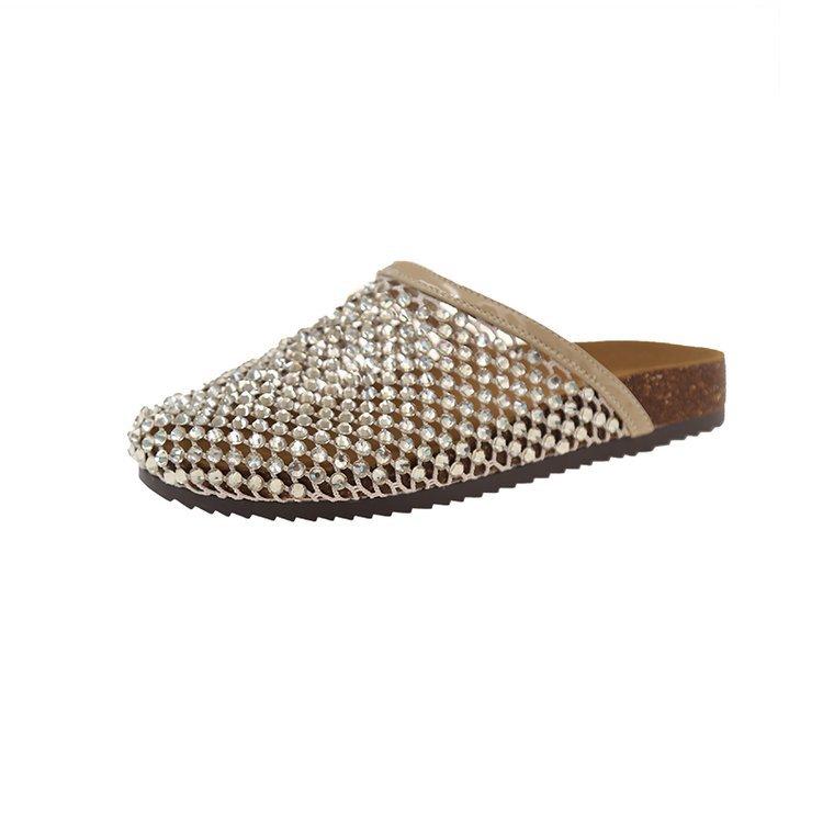 2025 new cool slippers for women, diamond-encrusted one-pedal design in summer, convenient and casual cool half slippers