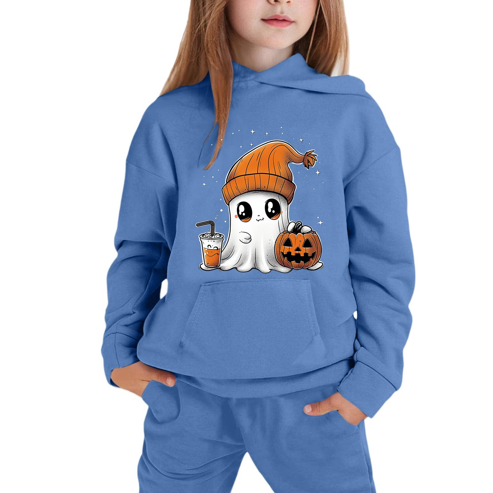 Kids Hoodie with Halloween Print - Long Sleeve Pullover Sweatshirt for Boys and Girls 150