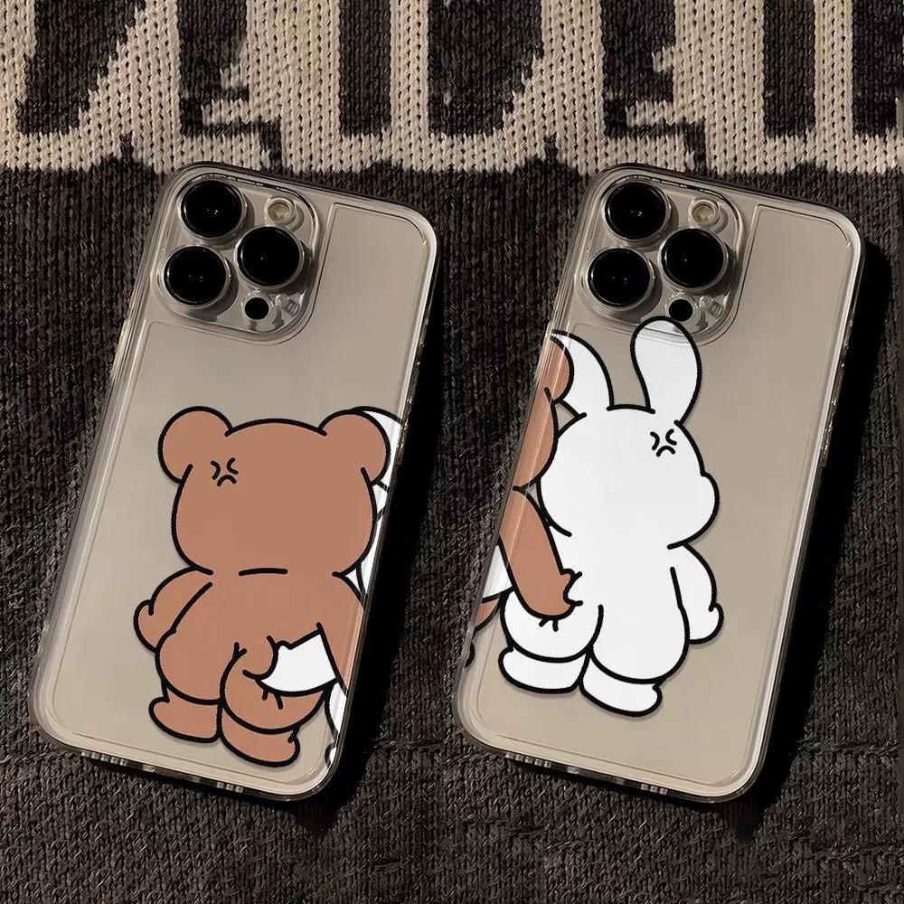 Cute bear applies to Apple iPhone13/14/15 mobile phone case rabbit back 12/11/XR space case 7