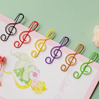 30 kolorowych zakładek do książek z motywem muzycznym, spinaczy do papieru, artykuły papiernicze, losowe kolorowe zakładki, metalowe artykuły szkolne, artykuły biurowe dla nauczycieli