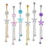 Rhinestone Belly Button Ring Stainless Steel Body Piercing Jewelry Fashion Zircon Navel Ring  Girl