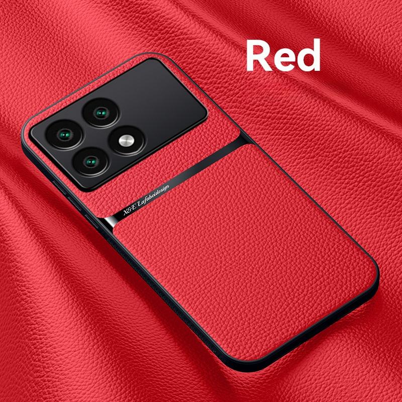 

Чехол для Poco X6 Pro 5G с металлической пластиной, чехол для телефона для Pocox6pro Poko Little X6pro X 6 Pro 6X, кожаная магнитная подставка, задняя крышка For Poco X6 Pro 5G красный