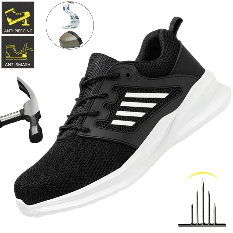 Safety Shoes Men'S Work Boots Steel Toe Cap Puncture-Proof Indestructible Security Work Shoes Light Comfortable Sneakers