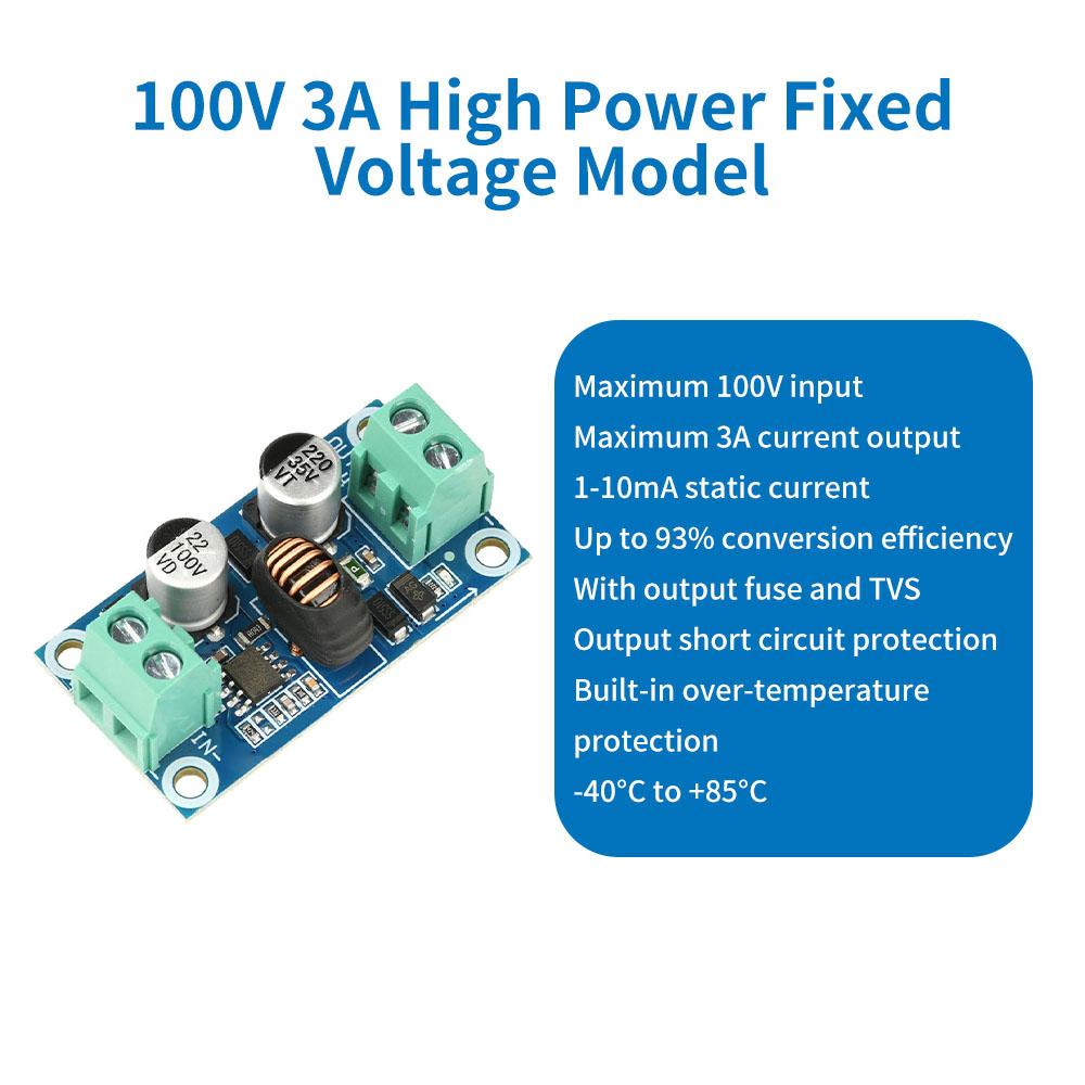DC-DC Buck Converter 10-100V to 5V/12V/24V 3A Output Power Regulator Step-Down Module with Short-Circuit&Over-Temp Protection