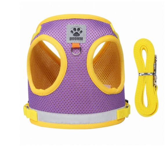 Hunde Katze Geschirr Ausbruchsicher Atmungsaktiv Leine zum Spazierengehen im Freien Einfache Kontrolle Haustier Hund Katze Leine Reflektierendes Geschirr