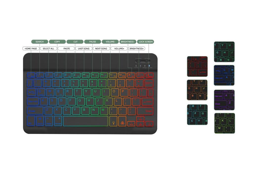 Samsung Tab S10 Lite RGB Backlit Bluetooth Keyboard Case with Detachable Keyboard for S11/S9 FE