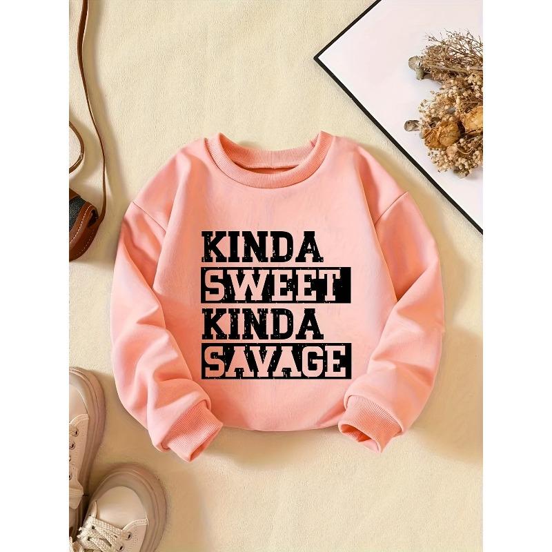 Kids Sweatshirt Creative Letter Pattern Fashion Casual Crew Neck Sweatshirt for Daily Party Vacation Gift