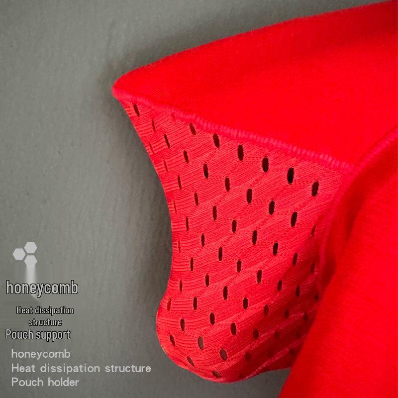 Bright Red Men's Boxer Briefs: Refreshing Separation Style, Breathable Scrotum Support, Flat Leg Design