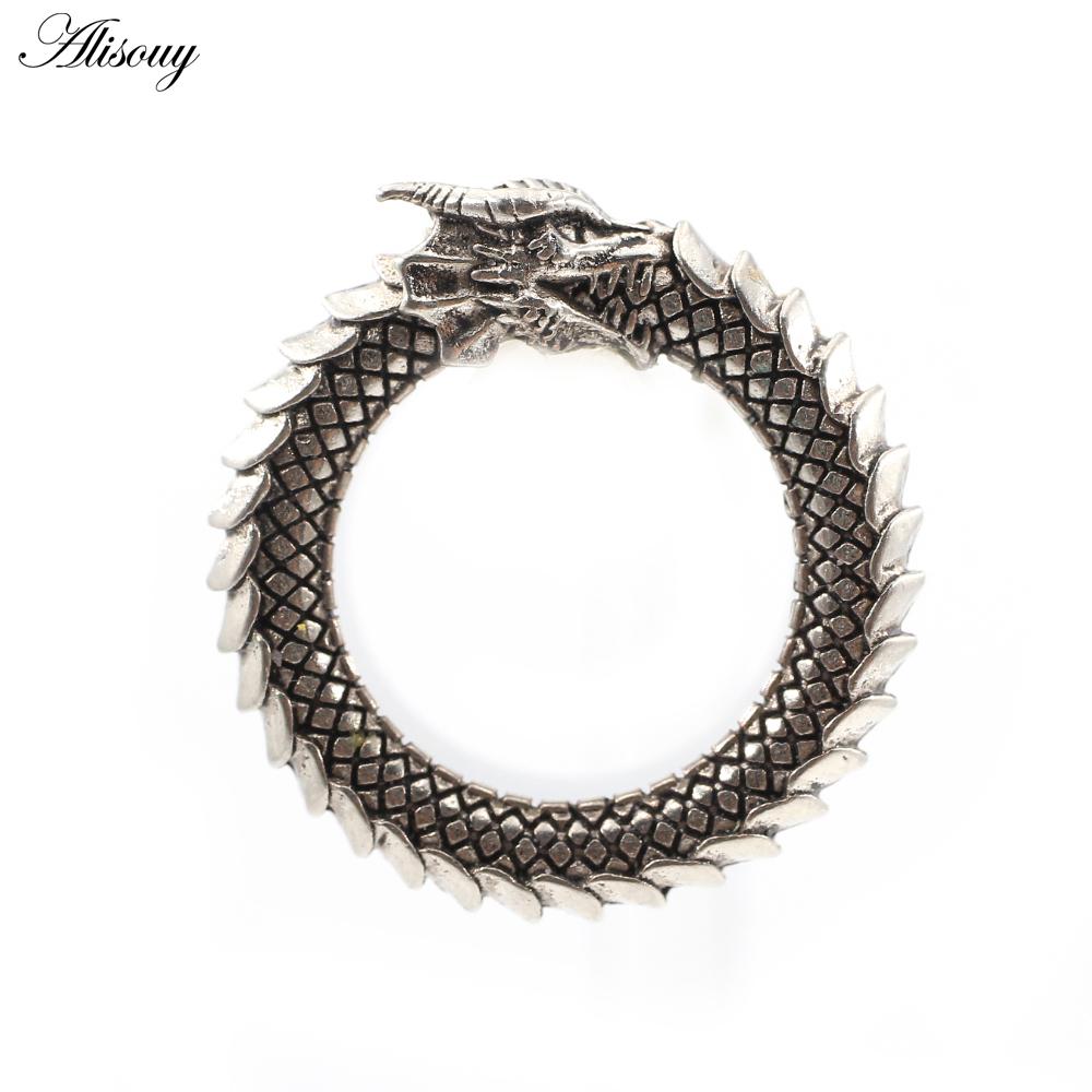 Alisouy 2PCS Retro Dragon Scale Duté Nerezové Tunelky do uší Zátky Expander Nosítka Náušnice Piercing Body Šperky