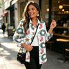 Women's Christmas Print Button Cardigan Long Sleeve Loose Fit Casual Shirt Top