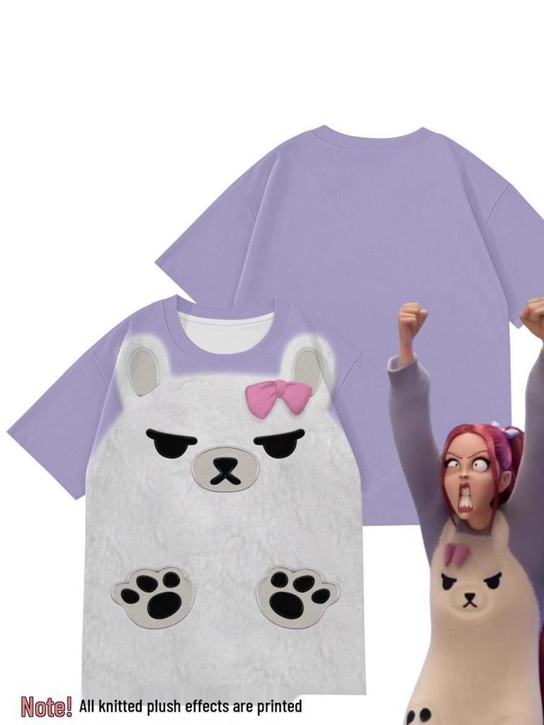 Demon Hunter Girl Group K-POP Trend 2025 Short-Sleeve T-Shirt, Cartoon Anime Style Pajamas