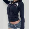 Letter Print Zipper Hoodie For Women Casual Style Short Slim Fit Drawstring Versatile Fashionable Versatile Sports Jacket