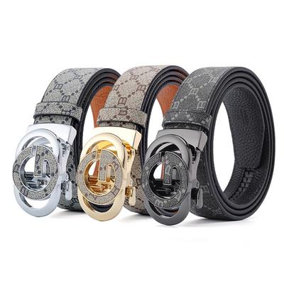 Ceinture en Cuir de Vachette Véritable pour Homme avec Boucle Automatique en Alliage - Impression Lettre B, Parfaite pour le Business