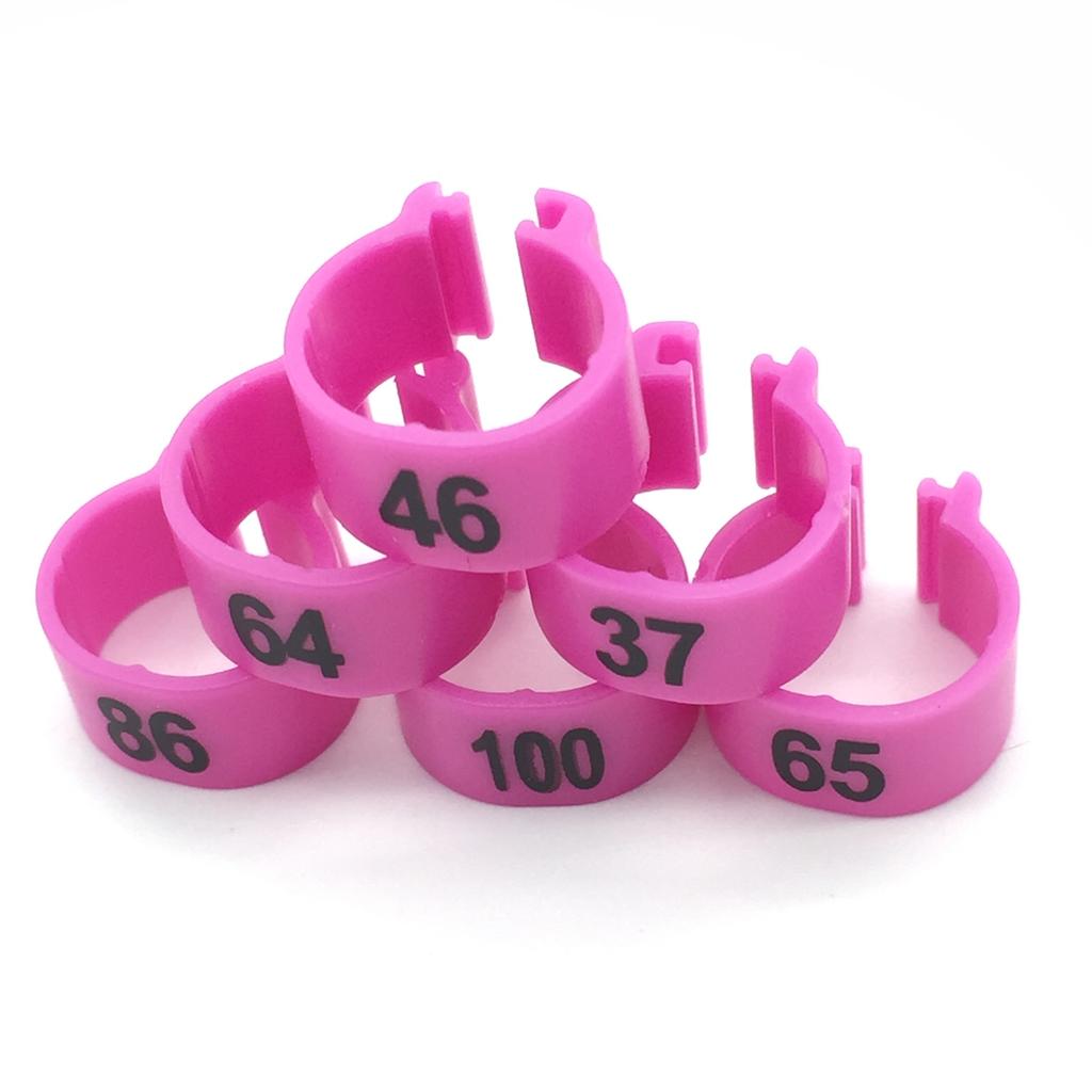 1Pack/100Pcs Digital Plastic Birds Clip Foot Rings Inner Diameter 10mm Parrot Pigeon Identification Leg Rings No.1~100 10 Colors