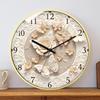 Cream Floral Wall Clock - Silent Quartz, Princess Style for Warm Living Rooms & Children's Rooms