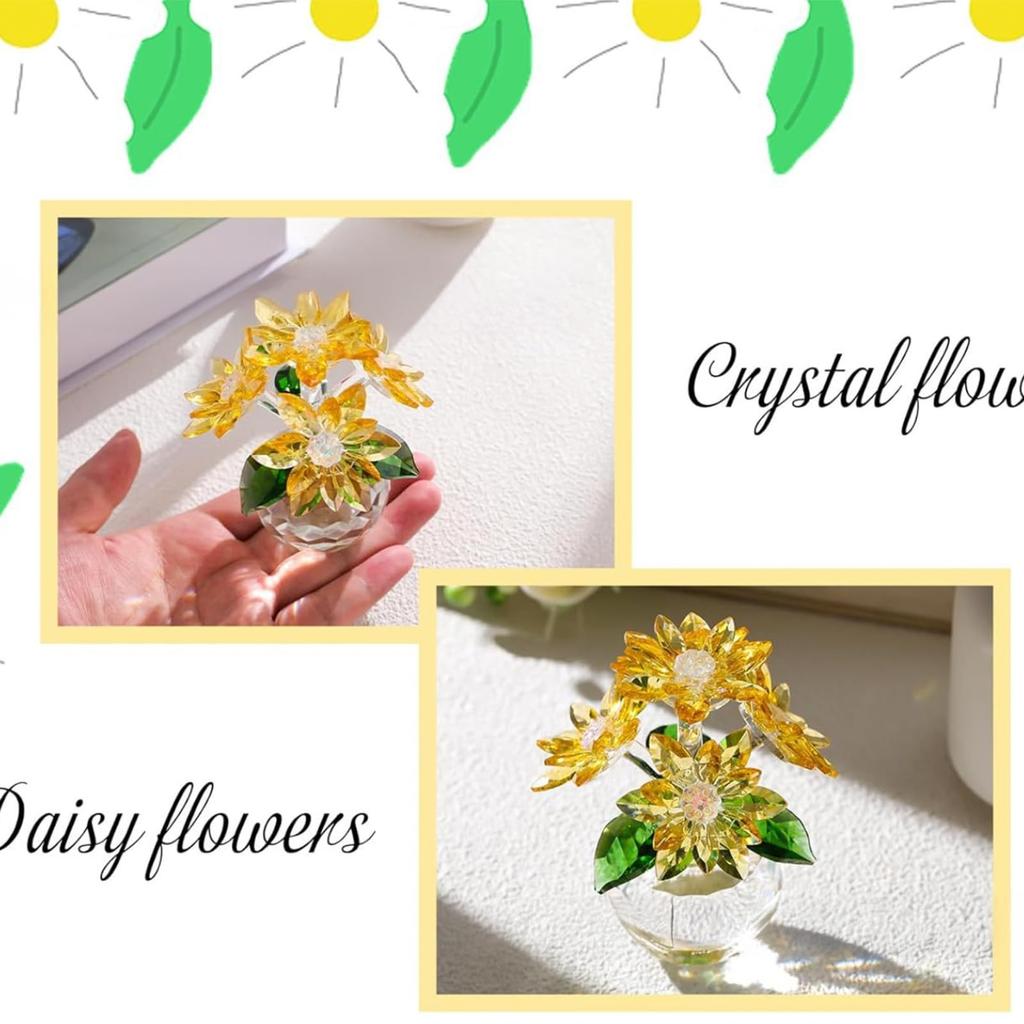 Hyack Crystal Figurine Daisy Crystal Flower Birthday Mother's Day Gift Artificial Flower (Purple) [Parallel Import]