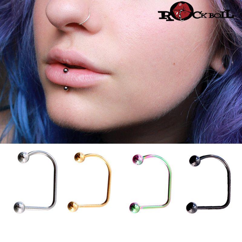 Acier Titane Ondulé Élégant Labret en Forme de U Féminin Tendance Club de Nuit Élégant Remplacement de Goujons pour Anneau de Lèvre Ornement Perforé Punk Européen et Américain