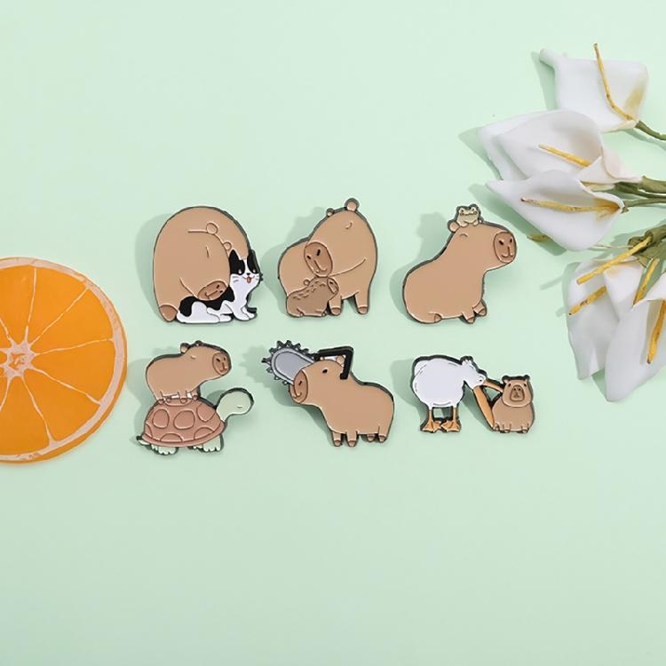 Artistic Animal Brooch Collection Featuring Capybara Stylish Suit Accessory Casual Brooches for Fashion Enthusiasts