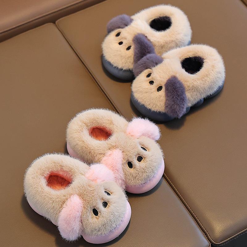 New Home Cotton Slippers Winter Warmth Girl Shoe Comfort Non Slip Boy Shoes Cute Thick Cotton Shoe Plush Bag Heel Simple Slipper