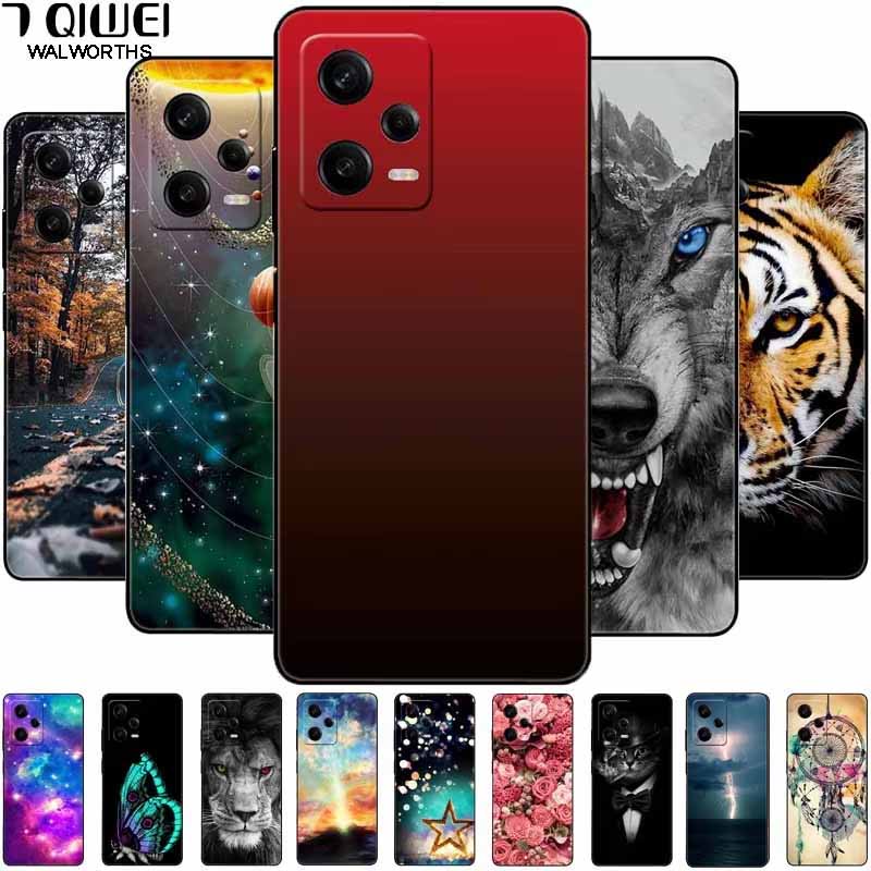 For Redmi Note 12 Pro 5G Case Note12 Covers TPU Black Silicone Starry Cover for Xiaomi Redmi Note 12 Pro+ 5G Plus Cartoon Soft