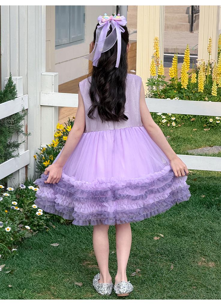 Sweet mesh dress for girls summer dress 2026 new style children's western-style princess dress little girl fluffy dress