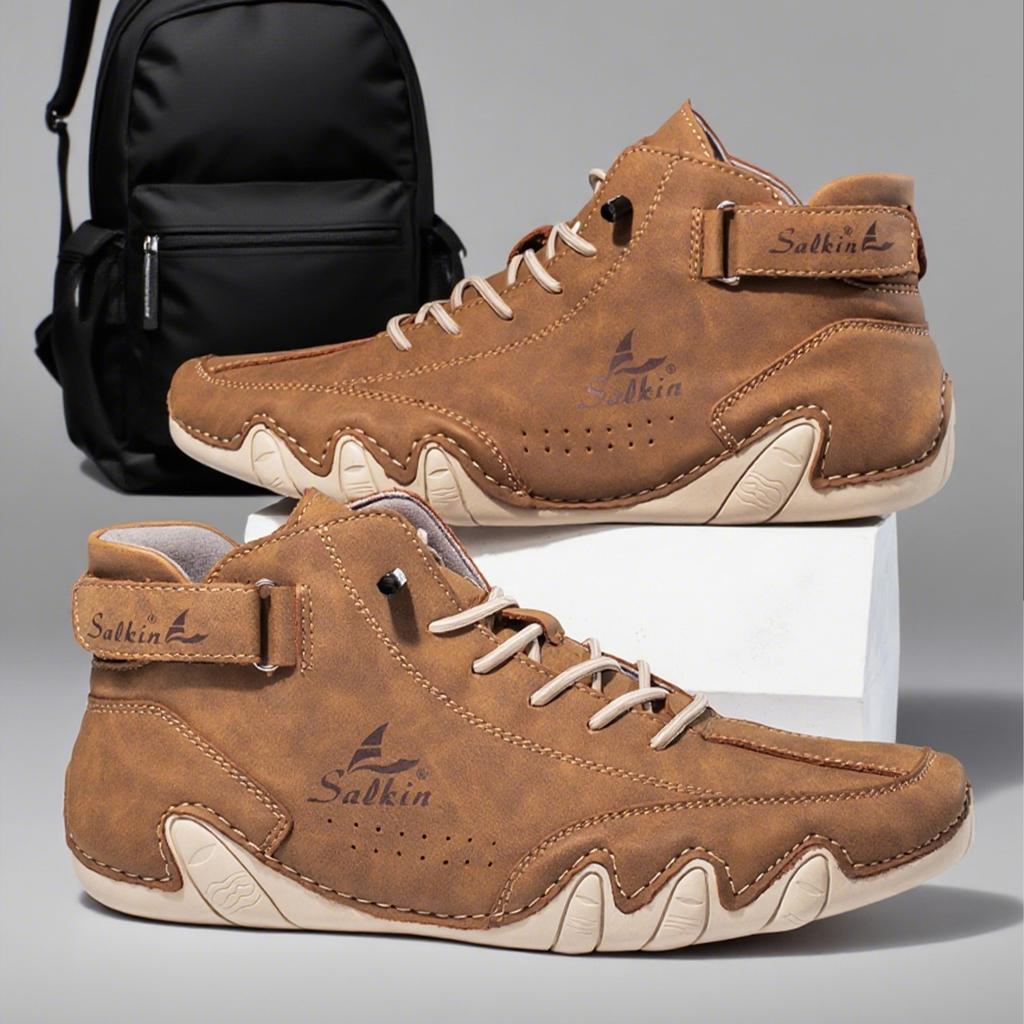 Handmade Outdoor Men Boots Men Casual Leather Shoes Autumn Retro Breathable Casual Men's Sneakers Fashi Lace Up Ankle Boots