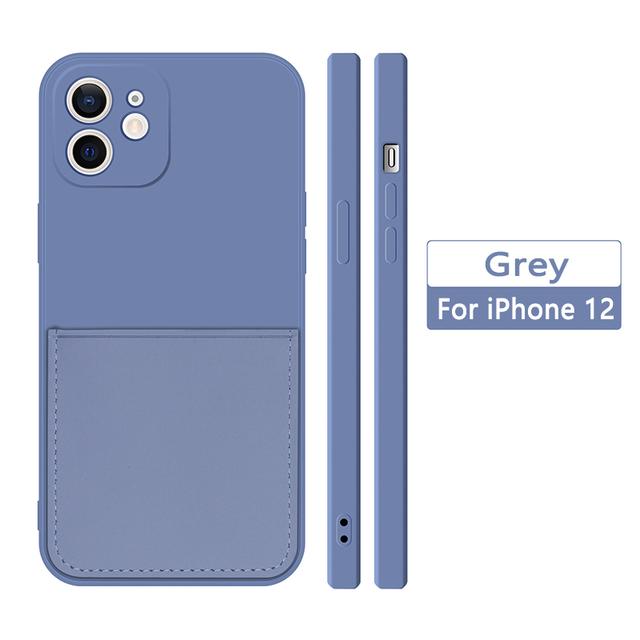 

Чехол для Iphone 11 12 13 Mini 14 Pro Max, силиконовый чехол с держателем слота для карт памяти, чехол для Iphone Xr Xs X 6 7 8 Plus Se 2022 2020 for iPhone 14Pro Max серый
