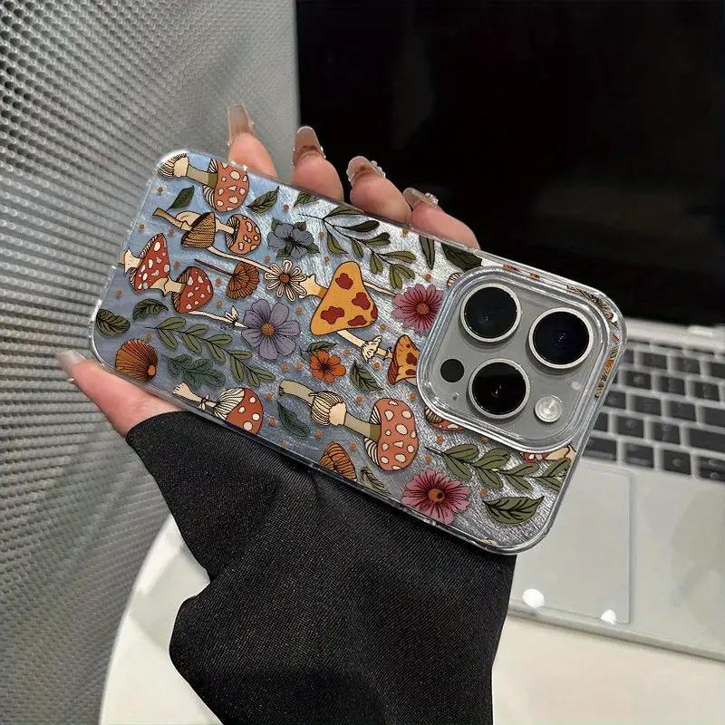 Ins Korean Style Does Not Bump Shell Mushroom Flower iPhone17promax Mobile Phone Case Niche Apple 14Pro Protective Case