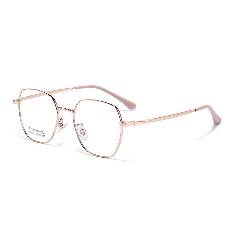 Fashionable Retro Metal Myopia Glasses Frame with Ultralight Polygonal Full Rim Plano Lenses