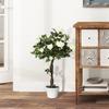 Piante Artificiali Rosa Bianco Floreale in Vaso, Piante Finte per Arredamento Interno Casa, 90cm