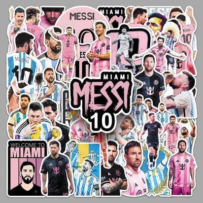 Messi Cartoon Waterproof Football Stickers - 50 Pack for Laptops & Suitcases
