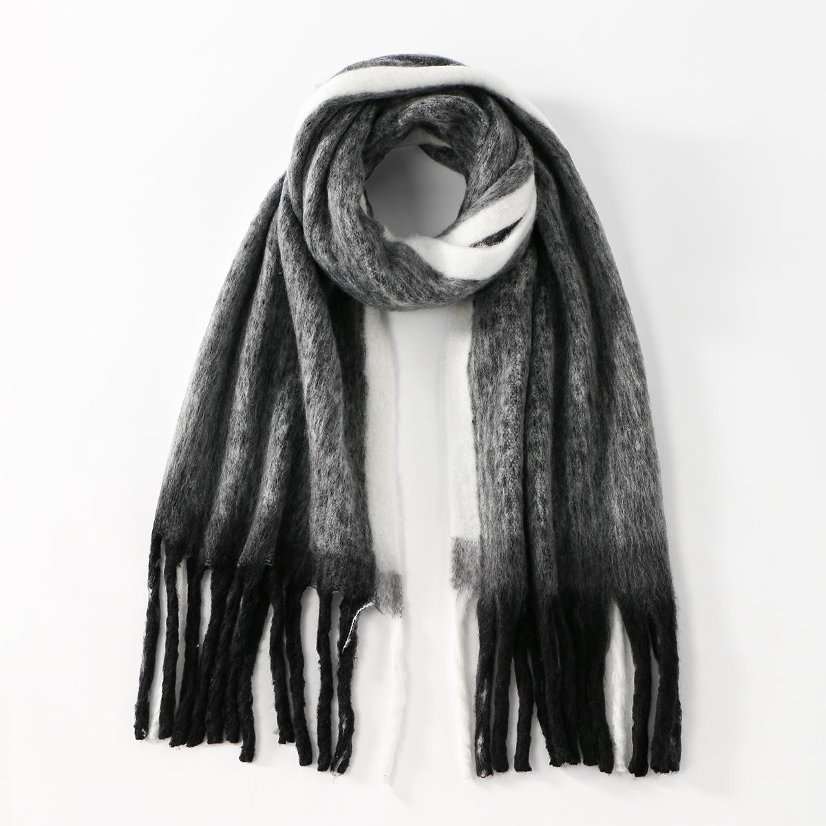 

New Fashion Stripes Cashmere Thick Scarf Women Winter Solid Tassel Scarf Students Warm Extended Long Scarves Shawl Neckerchief