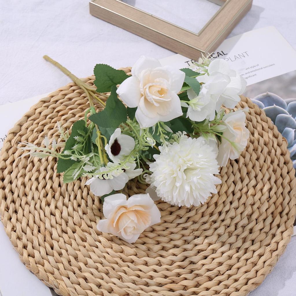 Simulation Green Plants & Fake Small Roses for Wedding, Home, or Outdoor Decor