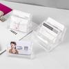 Transparent Geometric Business Card Holder - Available In Single, Double, or Triple-Layer Options for Desktop Use