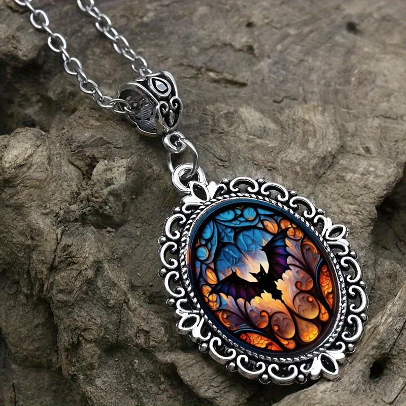 Wisiorek Gotycki Retro Nietoperz Wampirzy, Modna Biżuteria na Imprezę Halloweenową Prezent Naszyjnik