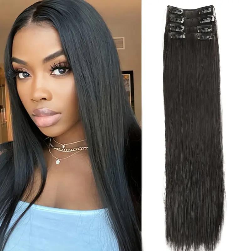 

LUPU Синтетические Длинные Волнистые Наращивания Волос На Заколках Темно-Коричневые Густые Шиньоны 60CM