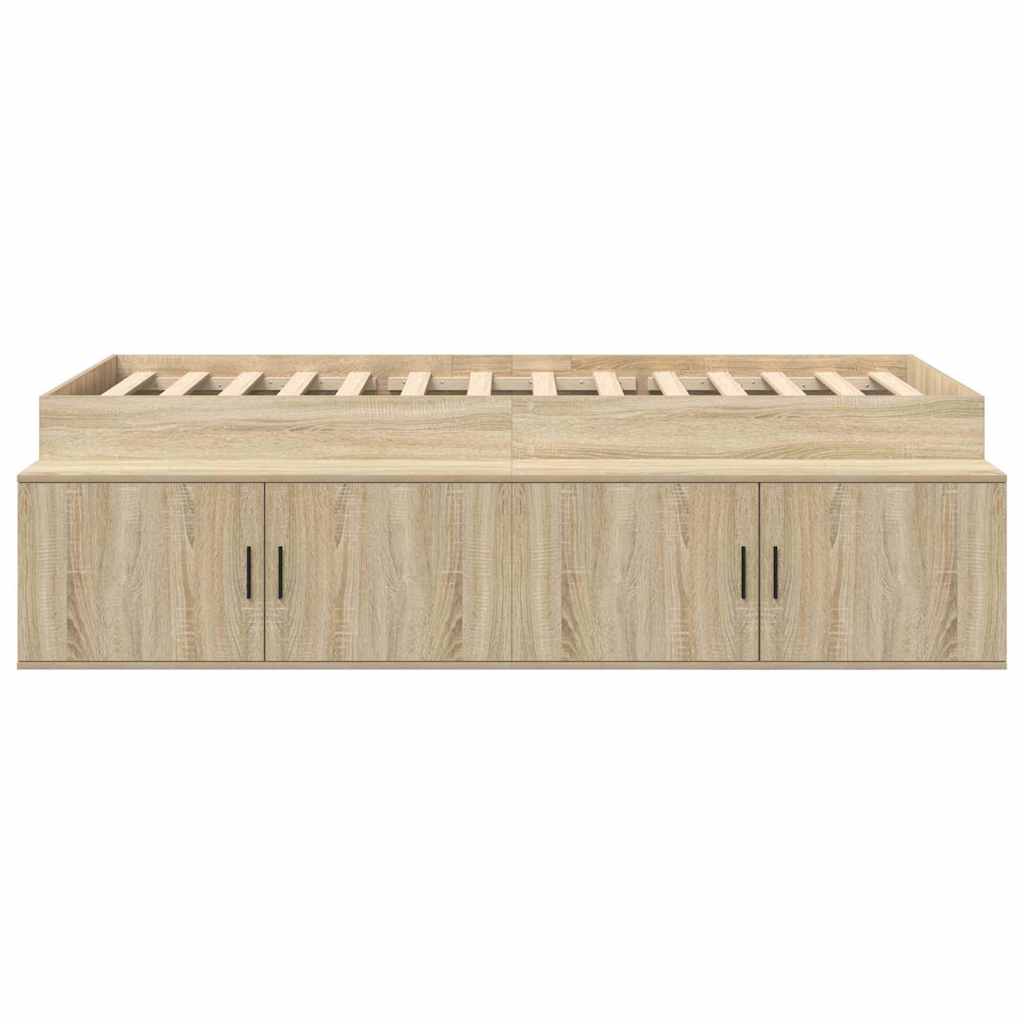 Storage Bed Frame in Sonoma Oak 90 x 200 cm Particleboard