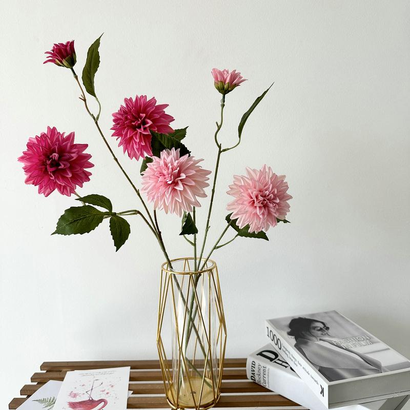 Lifelike Artificial Flower With 3 Heads Long Branch Silk Flower For Home Wedding Birthday Party Bedroom Decoration