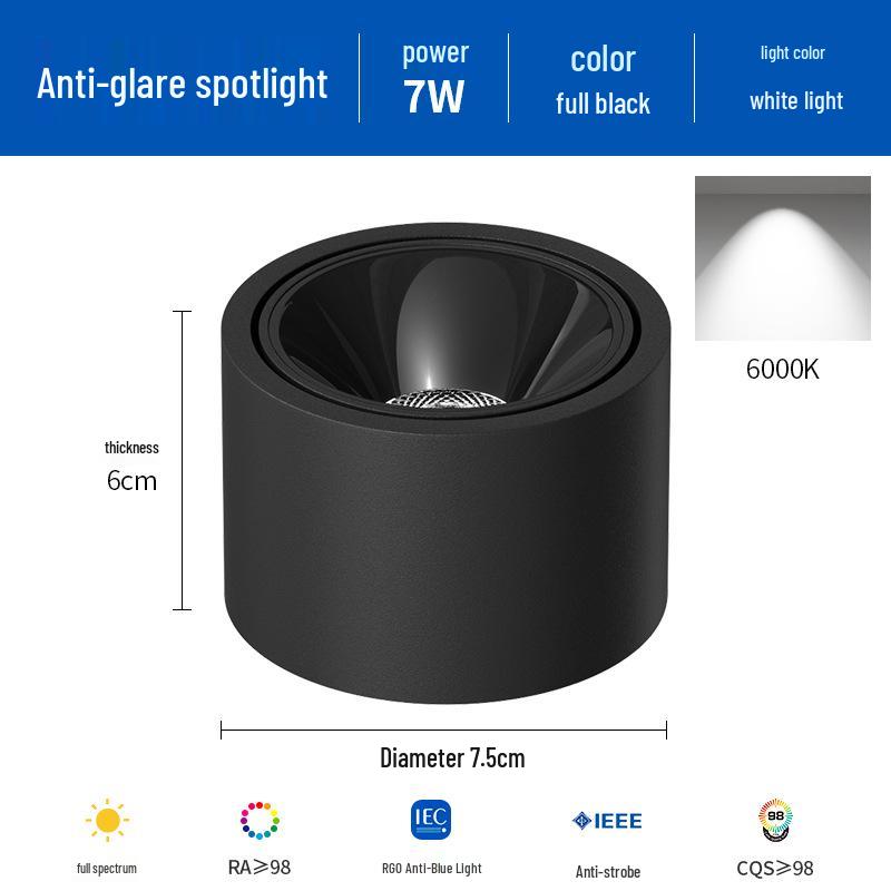 Ultra-Thin Adjustable Angle Anti-Glare Bullseye Spotlight for Living Room Ceiling