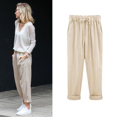 New Summer Pants For Women Cotton-linen Blend Cropped Pants In Plus-size Loose And Lightweight Women's Pants