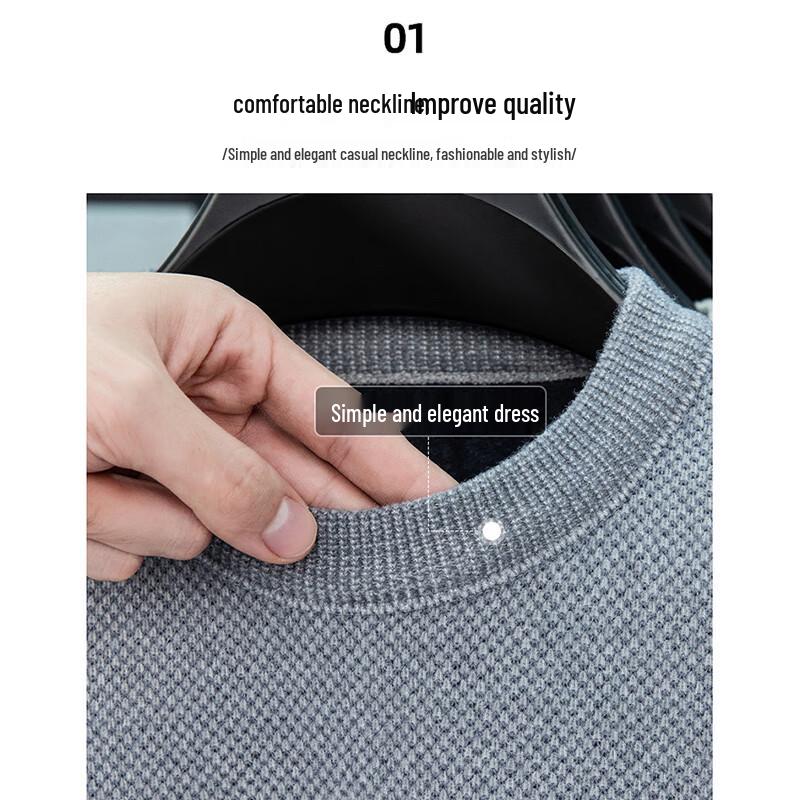 Romon Men's WLX222 Winter Fleece-Lined Thick Knit Sweater