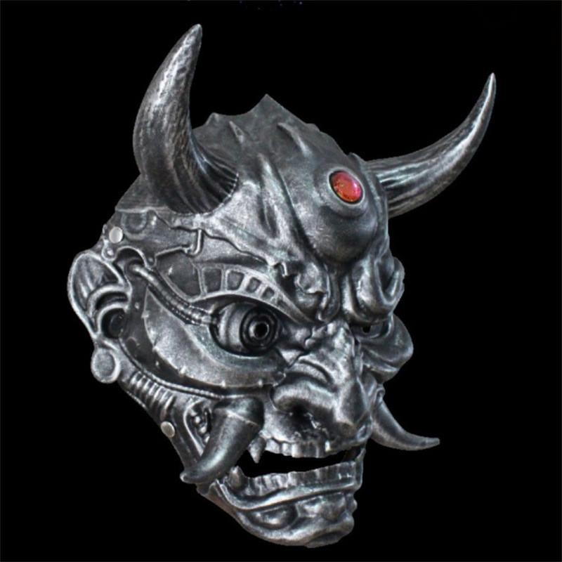 Christmas And Halloween Silver Copper Hannya Mask Resin Party Prop For Cosplay And Celebrations