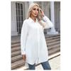 Women Casual Loose Long Length Solid Color Long Sleeve Shirt