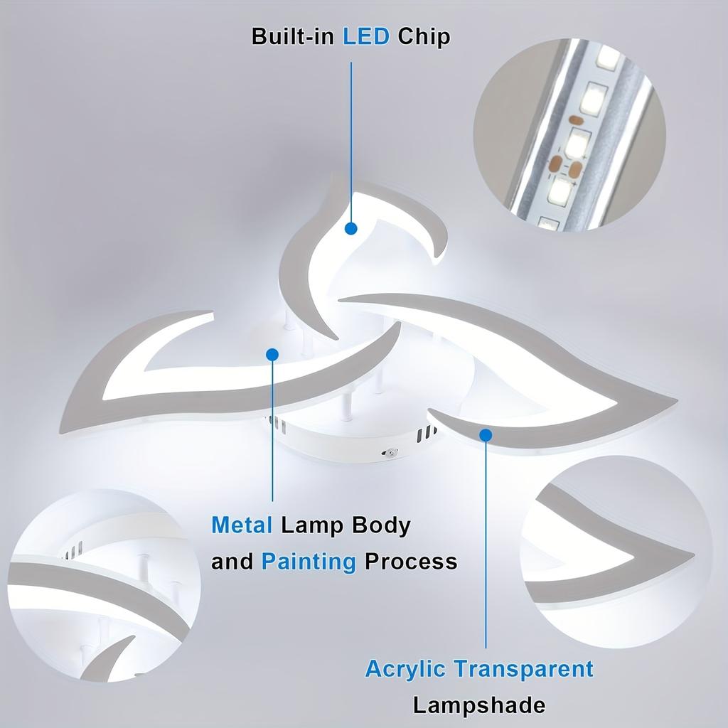 Elegant Leaf-Shaped Metal Ceiling Light with Acrylic Shade – Semi-Flush Mount